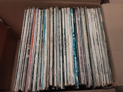 Lot 2302 - Box of LP records including Status Quo (Vertigo Swirl), Supertramp, Sting, Rod Stewart, Cat Stevens, Stackridge, Steely Dan, Edwin Starr, Squeeze, The Sports, Phil Spector, Joe South, Southside Joh...