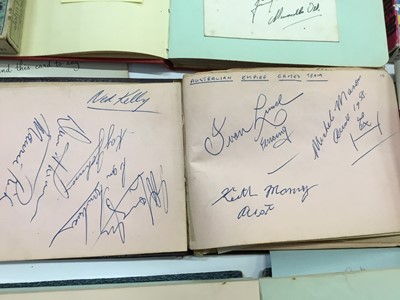 Lot 1597 - Signatures in album and other ephemera, autographs include Duane Eddy, Peter Sellers, Bernard Breslau, Australian Empire Games Team, Hubert Geese Ausbie Harlem Globetrotters