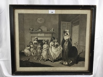 Lot 198 - Early 19th century black and white stipple engraving by Ward after Bigg - The Romps, published June 1801, 39cm x 48cm, in glazed hogarth frame