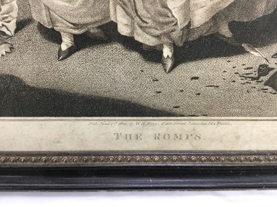 Lot 198 - Early 19th century black and white stipple engraving by Ward after Bigg - The Romps, published June 1801, 39cm x 48cm, in glazed hogarth frame