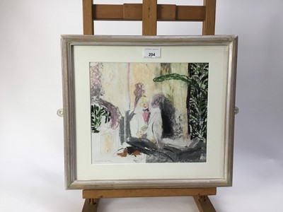 Lot 221 - Jessica Jane Charleston, contemporary, pencil and pastel - 'Woman and Dog with their eyes closed', signed, titled verso and dated 2017, 22cm x 26cm, in glazed frame