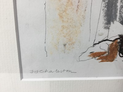 Lot 39 - Jessica Jane Charleston, contemporary, pencil and pastel - 'Woman and Dog with their eyes closed', signed, titled verso and dated 2017, 22cm x 26cm, in glazed frame