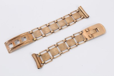 Lot 194 - 9ct gold panel watch strap (in two parts)