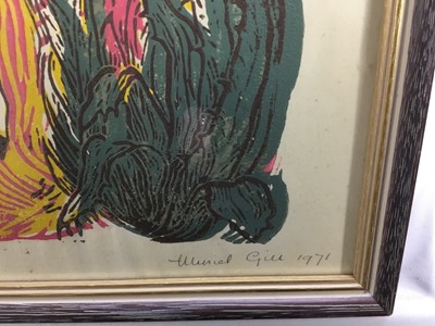 Lot 285 - Muriel Gill, linocut - 'Portuguese horse’,  signed and dated 1971 in pencil below, 42cm x 34cm, in glazed frame