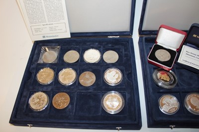 Lot 433 - World - Westminster cased mixed coinage to include G.B. Silver Britannia, Guernsey Millennium 2000 silver proof 'Collar' 1999, Gibraltar 'Two Penny Blue' titanium £5 coin 2000 (N.B. wt. 10gm). Isle...