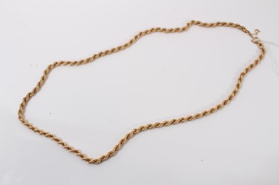 Lot 202 - 9ct gold rope twist chain, 70cm long