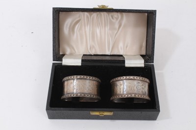 Lot 206 - Suffragette Interest- Pair of silver napkin rings, with engraved initials (marks rubbed), in fitted case, formerly the property of Myra Sadd Brown, a Suffragette and campaigner for women's rights....