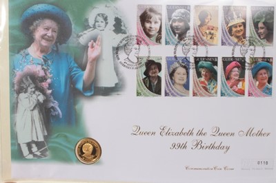Lot 455 - Guernsey - Gold proof coin first day cover 'Queen Elizabeth The Queen Mother 99th Birthday' £25, 1999