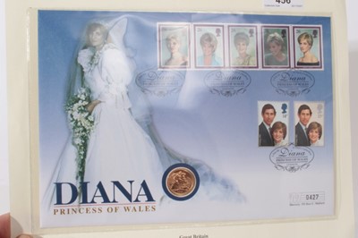 Lot 456 - G.B. - Gold Sovereign coin cover 'Diana Princess of Wales' 1981 UNC (1 coin)