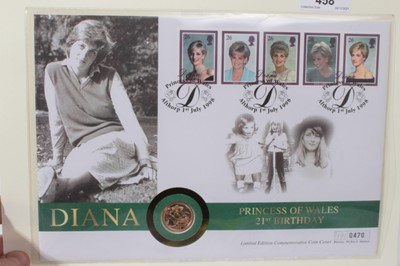 Lot 458 - G.B. - Gold Sovereign coin cover 'Princess of Wales 21st Birthday' 1982 UNC (1 coin)