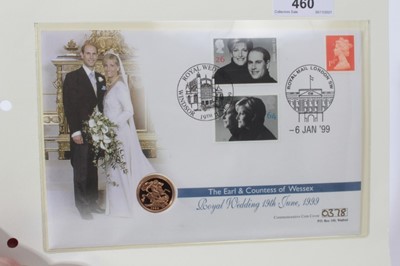 Lot 460 - G.B. - Gold proof Sovereign coin cover 'The Earl & Countess of Wessex - Royal Wedding' 1999 (1 coin)