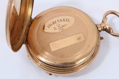 Lot 223 - Late 19th French 18ct gold pocket watch