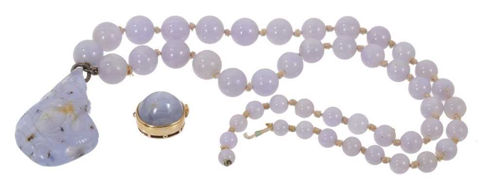 10mm Lavender Jade Bead Necklace with 14kt Yellow Gold | Ross-Simons