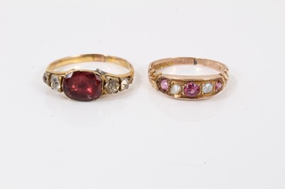 Lot 597 - Two antique garnet rings