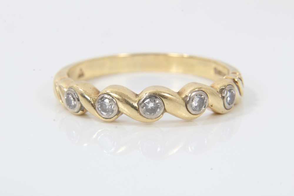 Lot 245 - 18ct gold diamond five stone ring by Christopher Wharton