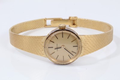 Lot 250 - Ladies Certina 18ct gold wristwatch on integral gold bracelet