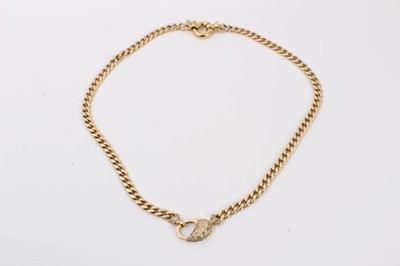 Lot 256 - 14ct gold curb link necklace with diamond set clasp