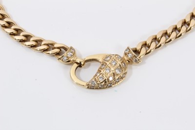Lot 256 - 14ct gold curb link necklace with diamond set clasp
