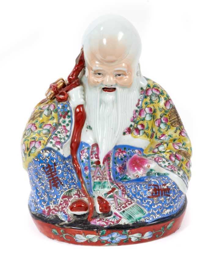 Lot 154 - Chinese Republic porcelain figure of a buddha