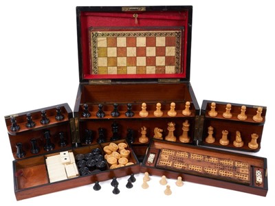 Lot 824 - 19th century satinwood cased games compendium