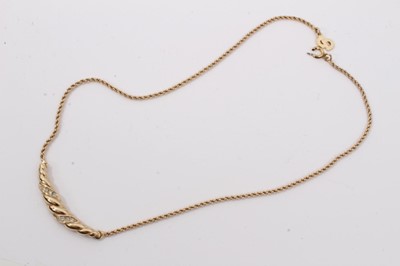 Lot 230 - 9ct gold gem set pendant and chain, another 9ct gold chain, vintage Christian Dior necklace, together with assorted costume jewellery
