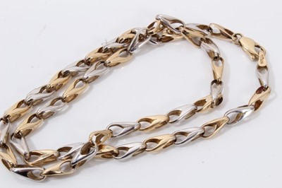 Lot 263 - 9ct white and yellow gold link chain and similar style bracelet