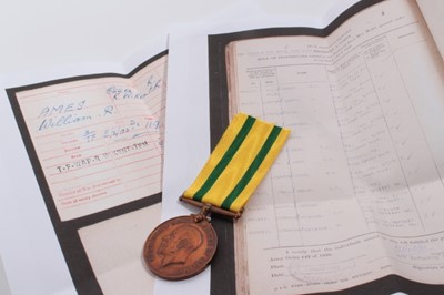 Lot 957 - First World War Territorial Force War medal named to 375949 PTE. W. R. Ames. Essex. R. 
N.B. Together with copy service papers.