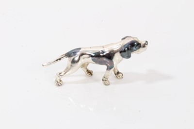 Lot 275 - Three silver and enamel miniature animals to include a fox, dog and kitten inside a boot