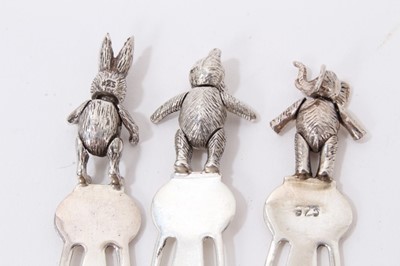 Lot 279 - Three silver (925) novelty bookmarks each mounted with a cat, elephant and rabbit, all with articulated limbs