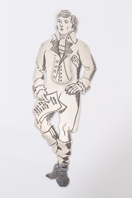 Lot 285 - Various bookmarks including silver Robert Burns figure, silver money clip, magnifying glass and sovereign case