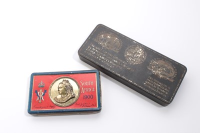 Lot 971 - Boer War 'South Africa 1900' Chocolate tin together with a First World War 'The Gift of the Colonies of Trinidad, Grenada & St Lucia to His Majesty's Naval & Military Forces' tin (2)