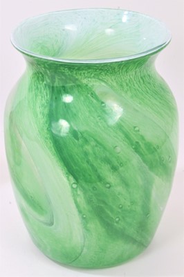 Lot 1247 - Good quality Graystan mottled green and white art glass vase, signed