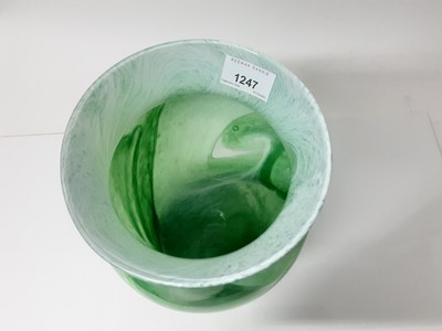 Lot 1247 - Good quality Graystan mottled green and white art glass vase, signed