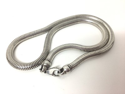 Lot 74 - Silver snake-link chain, 52cm long, approx 6mm diameter