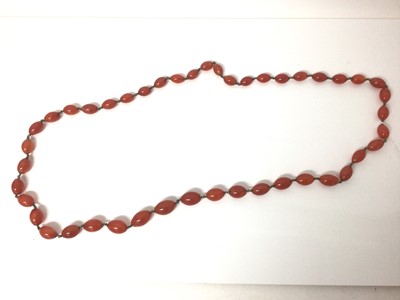 Lot 75 - Carnelian bead necklace with graduated sized beads, approx 98cm total length