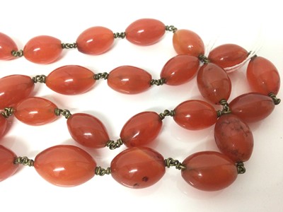 Lot 75 - Carnelian bead necklace with graduated sized beads, approx 98cm total length