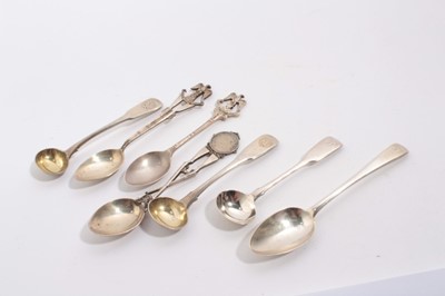 Lot 983 - Essex Regiment Interest- Pair of George III silver fiddle pattern salt spoons, engraved 'West Essex M' (West Essex Militia), (London 1805), together with three silver Essex Regiment Rifle presentat...