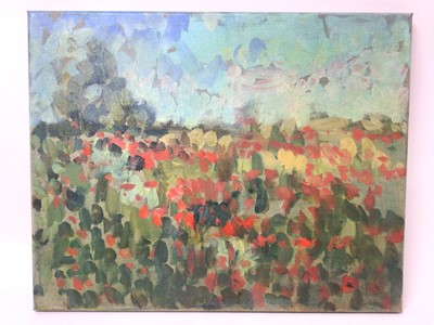 Lot 178 - Annelise Firth (b.1961) oil on canvas - Poppy Field, signed and dated 2021 verso, 40cm x 50cm, unframed