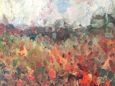 Lot 179 - Annelise Firth (b.1961) oil on canvas - Poppy Field, signed and dated 2021 verso, 40cm x 50cm, unframed