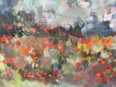 Lot 176 - Annelise Firth (b.1961) oil on canvas - Poppy Field, signed and dated 2021 verso, 50cm x 60cm, unframed