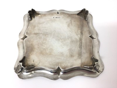 Lot 138 - 1920s silver salver of shaped sqaure form, engraved 'Cowdray Park Handicap Tournament 1920', (London 1920), 9.3ozs