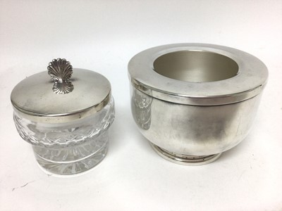 Lot 140 - Asprey silver plated caviar dish with removable cut glass bowl and plated lid and body, 14cm high overall