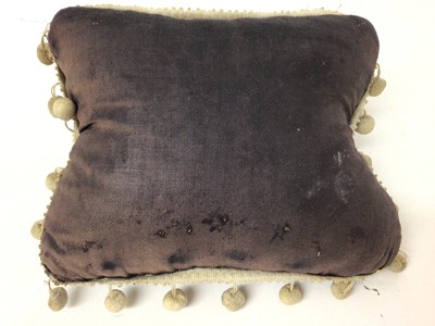 Lot 149 - Late Victorian Royal Horse Artillery Sweetheart Cushion with embroided and beaded decoration 'RHA with love G W', 18cm x 23cm