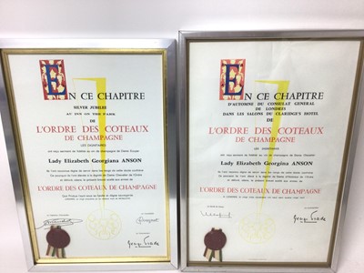 Lot 34 - Three French Wine Society decorations awarded to Lady Elizabeth Anson ( later Lady Elizabeth Shakerley C.V.O.)- comprising