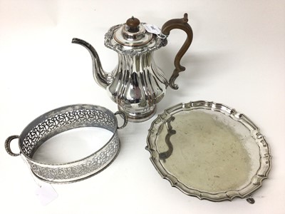 Lot 209 - Elegant 19th century plated on copper coffee pot and sundry plate