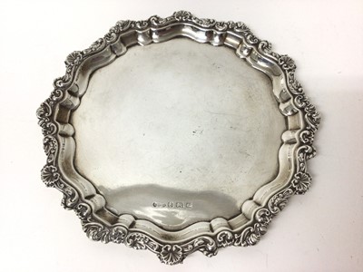 Lot 205 - Georgian-style Silver card tray with shell cast border