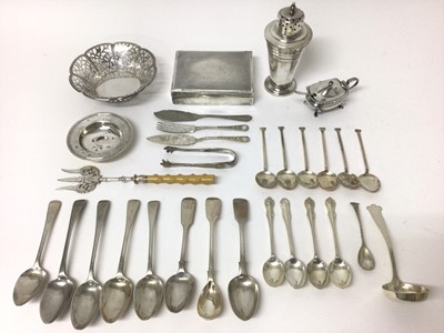 Lot 207 - Silver Amarda dish, silver mustard and sundry silver items