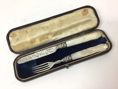 Lot 206 - Victorian silver christening knife and fork in case