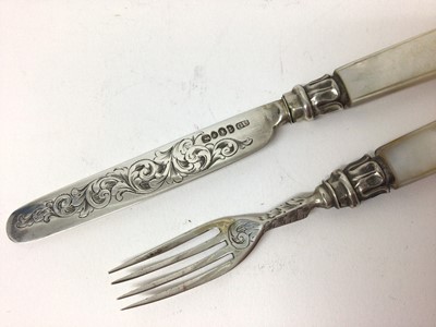 Lot 206 - Victorian silver christening knife and fork in case