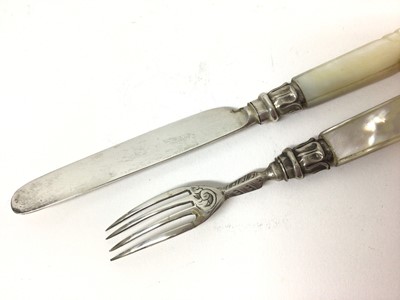 Lot 206 - Victorian silver christening knife and fork in case